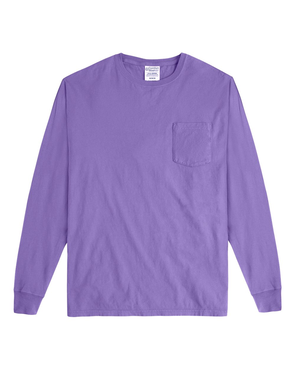 ComfortWash by Hanes GDH250 - Unisex Garment-Dyed Long Sleeve T-Shirt With a Pocket — Lavender (flat)
