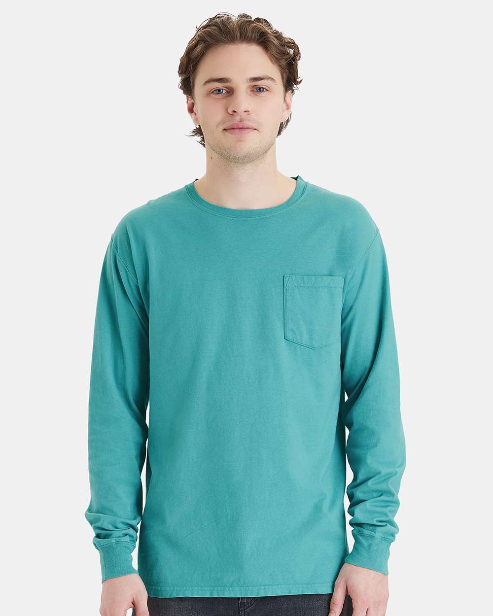 ComfortWash by Hanes GDH250 - Unisex Garment-Dyed Long Sleeve T-Shirt With a Pocket — Spanish Moss