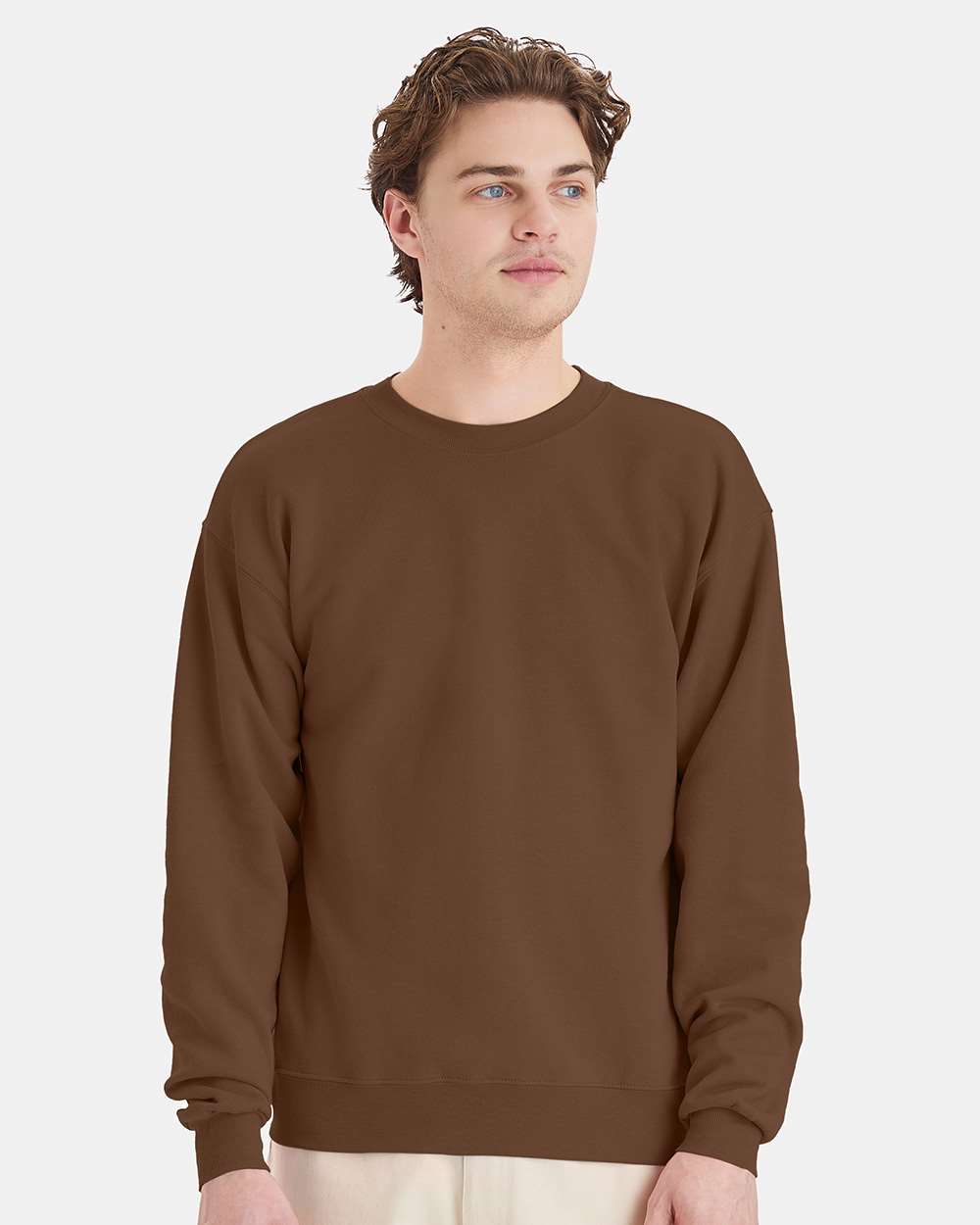 Hanes P160 - Unisex EcoSmart® Crewneck Sweatshirt — Army Brown