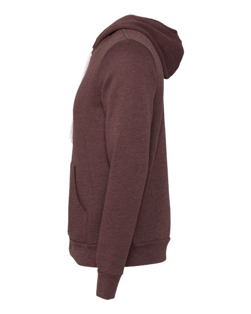 BELLA + CANVAS 3739 - Unisex Sponge Fleece Full-Zip Hoodie Sweatshirt - Heather Maroon