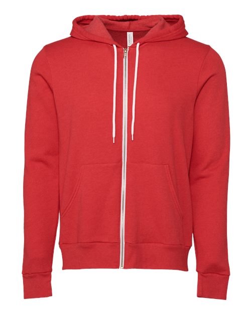 BELLA + CANVAS 3739 - Unisex Sponge Fleece Full-Zip Hoodie Sweatshirt - Heather Red