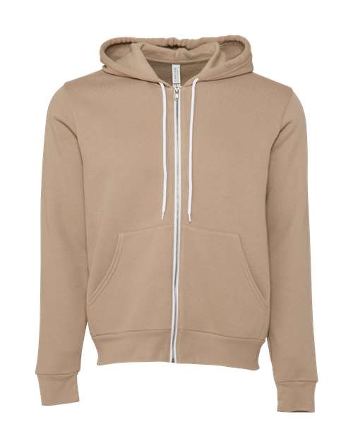 BELLA + CANVAS 3739 - Unisex Sponge Fleece Full-Zip Hoodie Sweatshirt - Tan