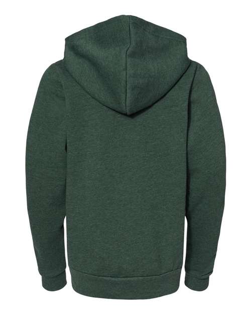 BELLA + CANVAS 3739Y - Youth Sponge Fleece Full-Zip Hoodie Sweatshirt - Heather Forest