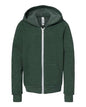 BELLA + CANVAS 3739Y - Youth Sponge Fleece Full-Zip Hoodie Sweatshirt - Heather Forest
