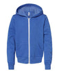 BELLA + CANVAS 3739Y - Youth Sponge Fleece Full-Zip Hoodie Sweatshirt - Heather True Royal