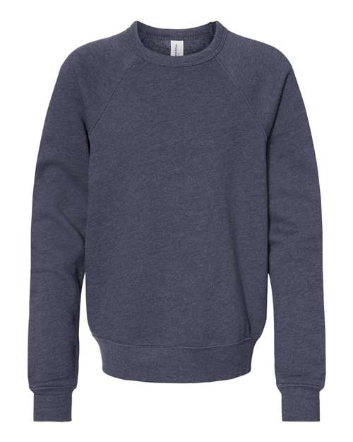 BELLA + CANVAS 3901Y - Youth Sponge Fleece Crewneck Sweatshirt - Heather Navy