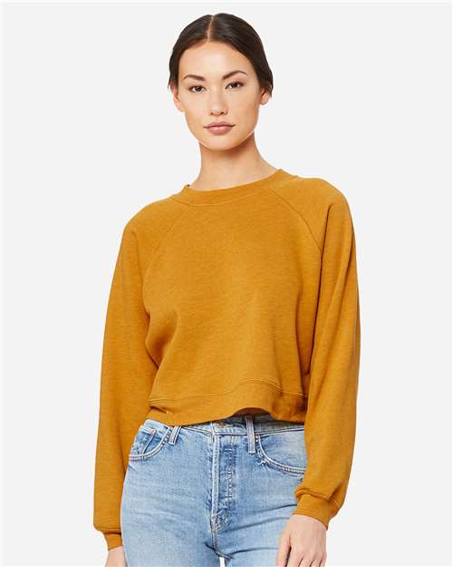 BELLA + CANVAS 7505 - Women's Crop Raglan Crewneck Sweatshirt - Heather Mustard