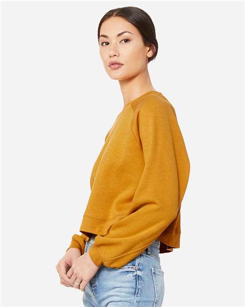 BELLA + CANVAS 7505 - Women's Crop Raglan Crewneck Sweatshirt - Heather Mustard