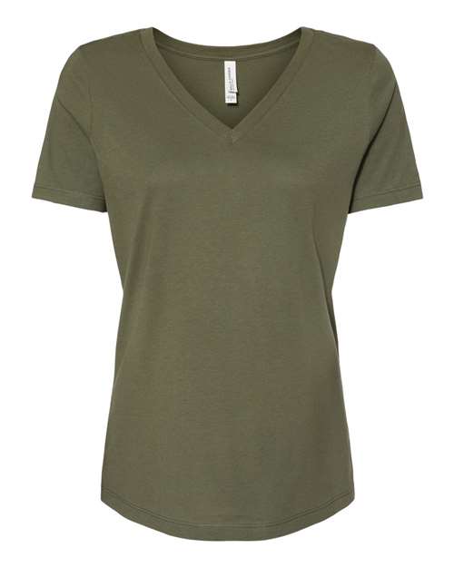BELLA + CANVAS 6405 - Womens Relaxed Jersey V-Neck Tee - Military Green