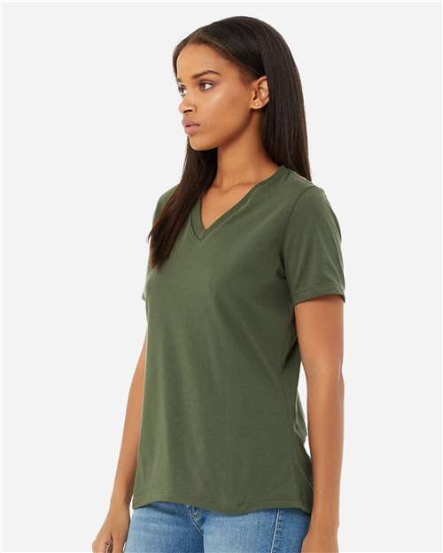 BELLA + CANVAS 6405 - Womens Relaxed Jersey V-Neck Tee - Military Green