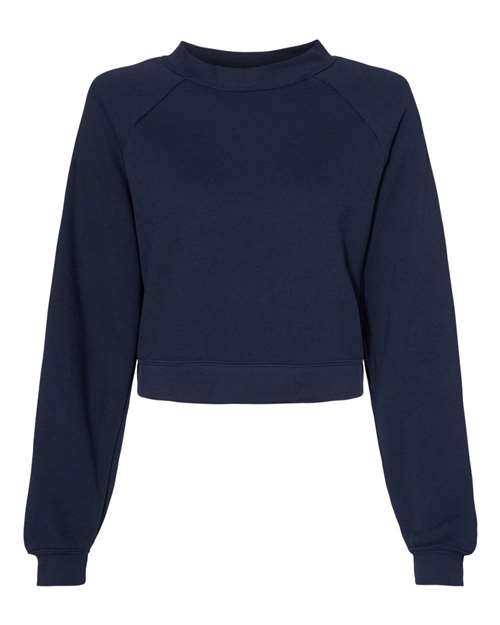 BELLA + CANVAS 7505 - Women's Crop Raglan Crewneck Sweatshirt - Navy