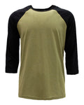 Next Level 6251 — Unisex CVC Three-Quarter Sleeve Raglan T-Shirt — Black/ Olive