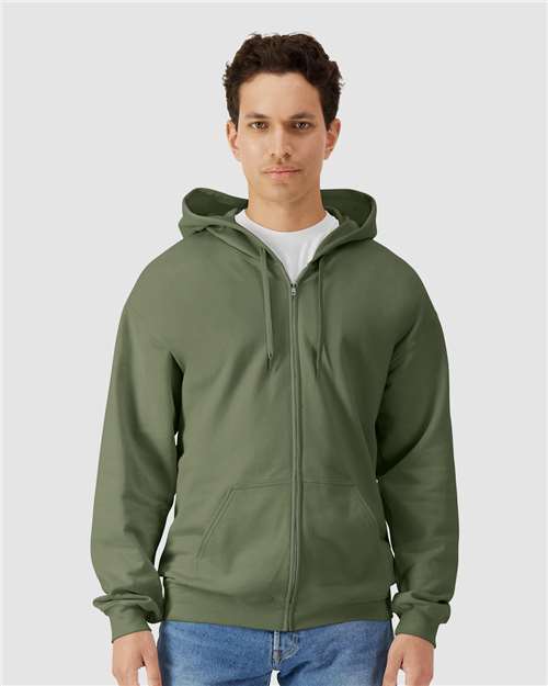 Gildan SF600 - Unisex Softstyle Full-Zip Hooded Sweatshirt - Military Green