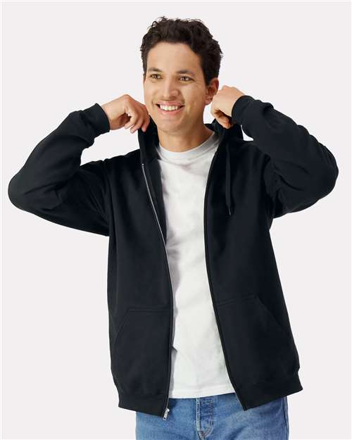 Gildan SF600 - Unisex Softstyle Full-Zip Hooded Sweatshirt - Black