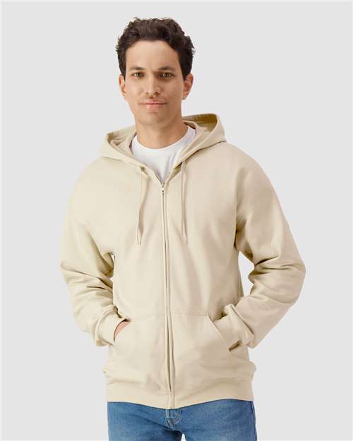 Gildan SF600 - Unisex Softstyle Full-Zip Hooded Sweatshirt - Sand