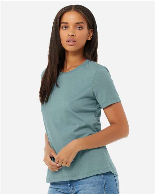 BELLA + CANVAS 6400CVC - Womens Relaxed Fit Heather CVC Tee - Heather Blue Lagoon