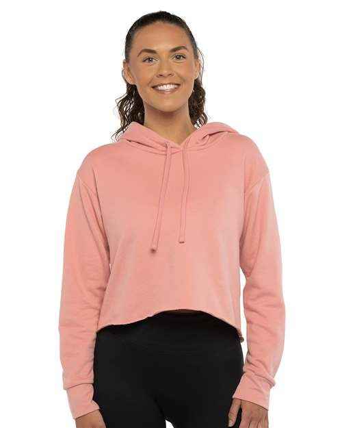 Next Level 9384 - Women's Laguna Sueded Raw Edge Crop Hoodie Sweatshirt
