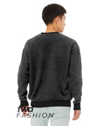 BELLA + CANVAS 3345 — Unisex FWD Fashion Sueded Drop Shoulder Crewneck Sweatshirt — Black Heather (flat)