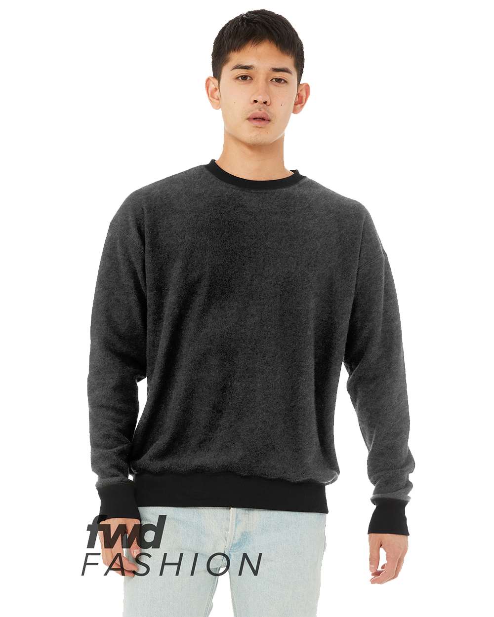 BELLA + CANVAS 3345 — Unisex FWD Fashion Sueded Drop Shoulder Crewneck Sweatshirt — Black Heather