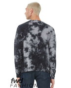 BELLA + CANVAS 3945RD — Unisex FWD Fashion Tie-Dyed Crewneck Sweatshirt — White/ Grey & Black (flat)