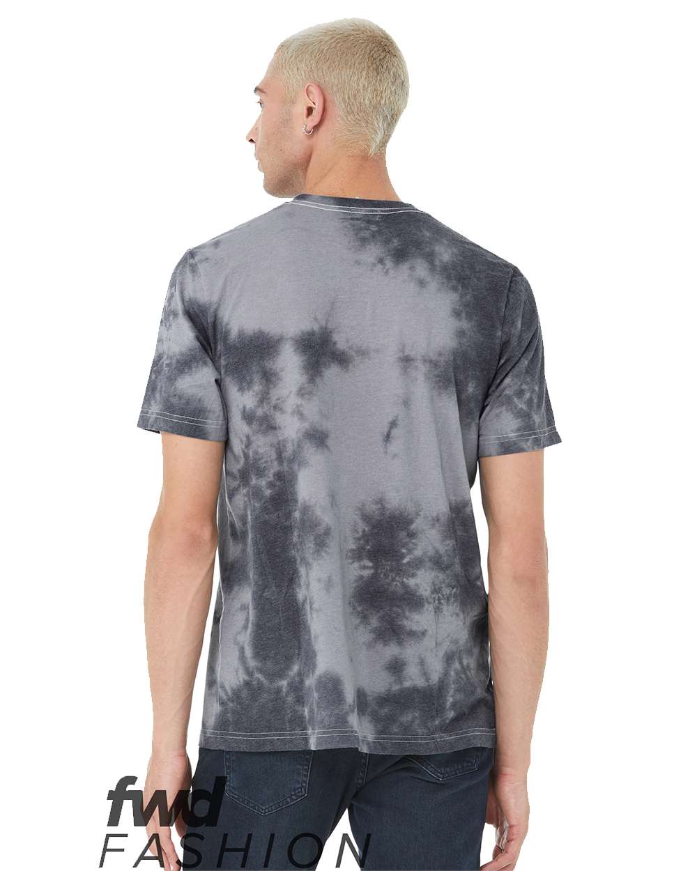 BELLA + CANVAS 3100RD — FWD Fashion Tie-Dyed Tee — White/ Grey & Black (flat)