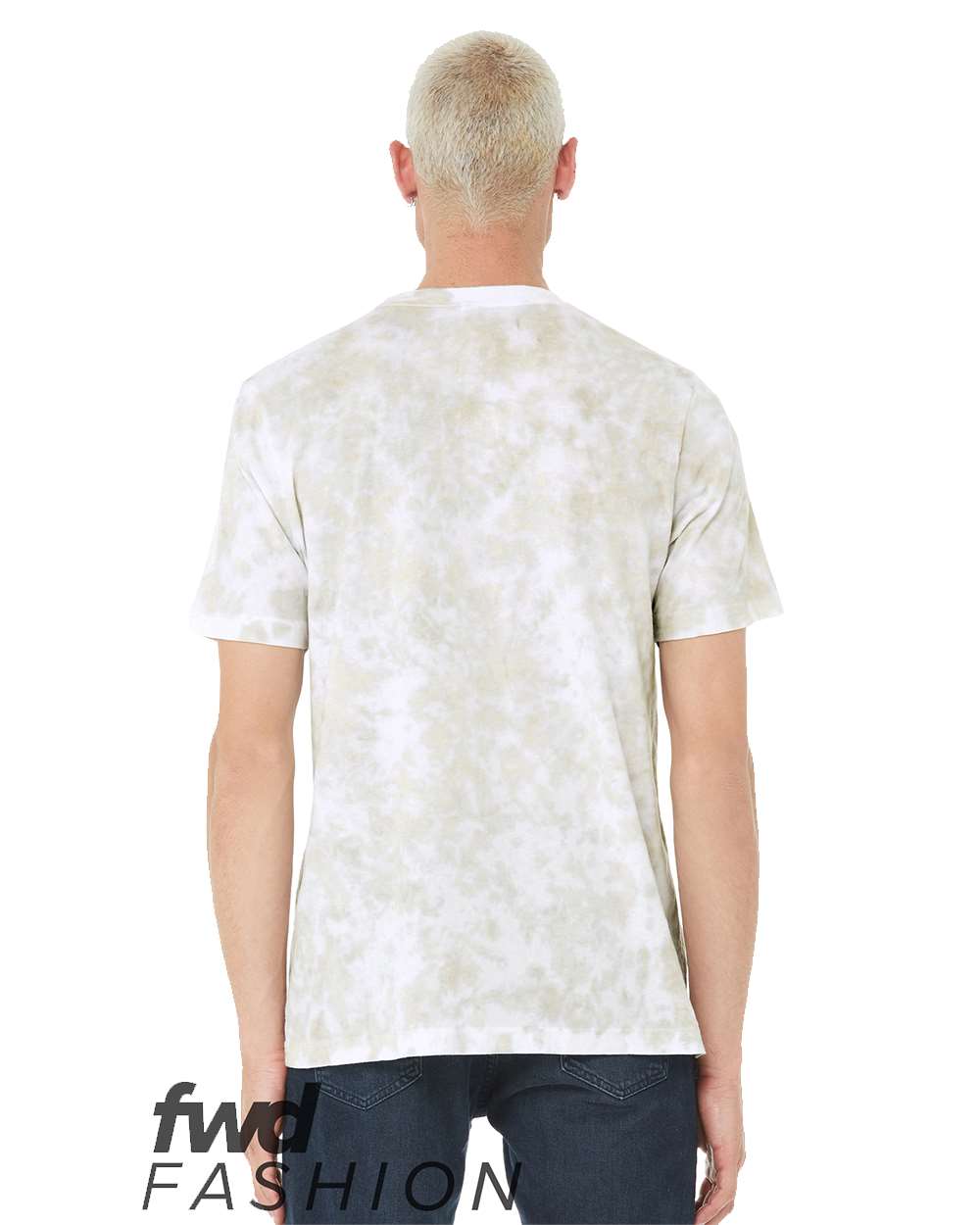 BELLA + CANVAS 3100RD — FWD Fashion Tie-Dyed Tee — White/ Olive Oil (flat)
