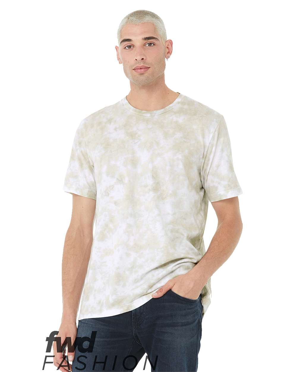BELLA + CANVAS 3100RD — FWD Fashion Tie-Dyed Tee — White/ Olive Oil
