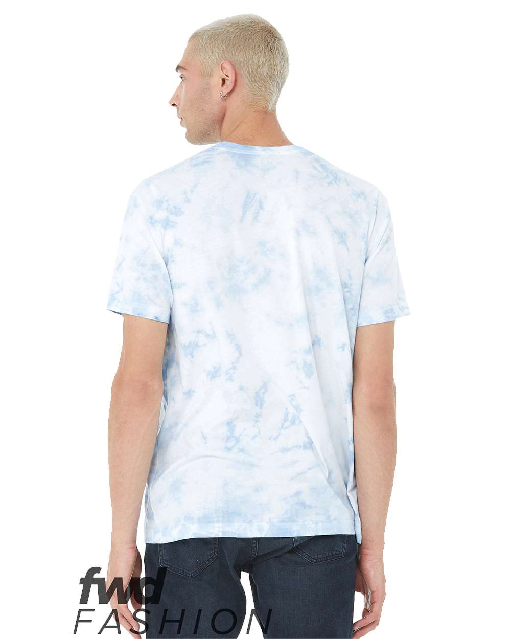 BELLA + CANVAS 3100RD — FWD Fashion Tie-Dyed Tee — White/ Sky Blue (flat)
