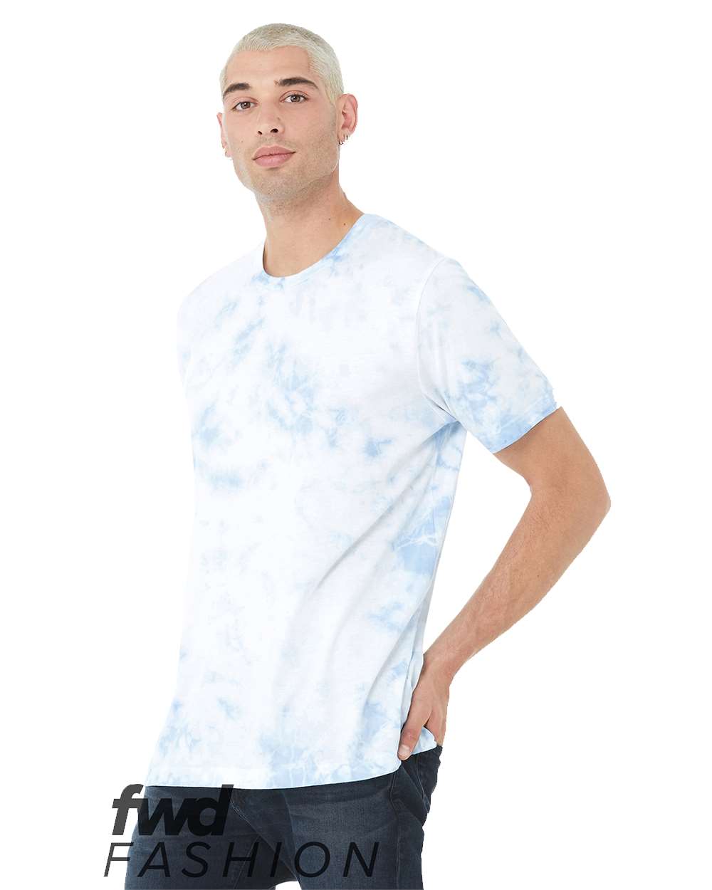 BELLA + CANVAS 3100RD — FWD Fashion Tie-Dyed Tee — White/ Sky Blue