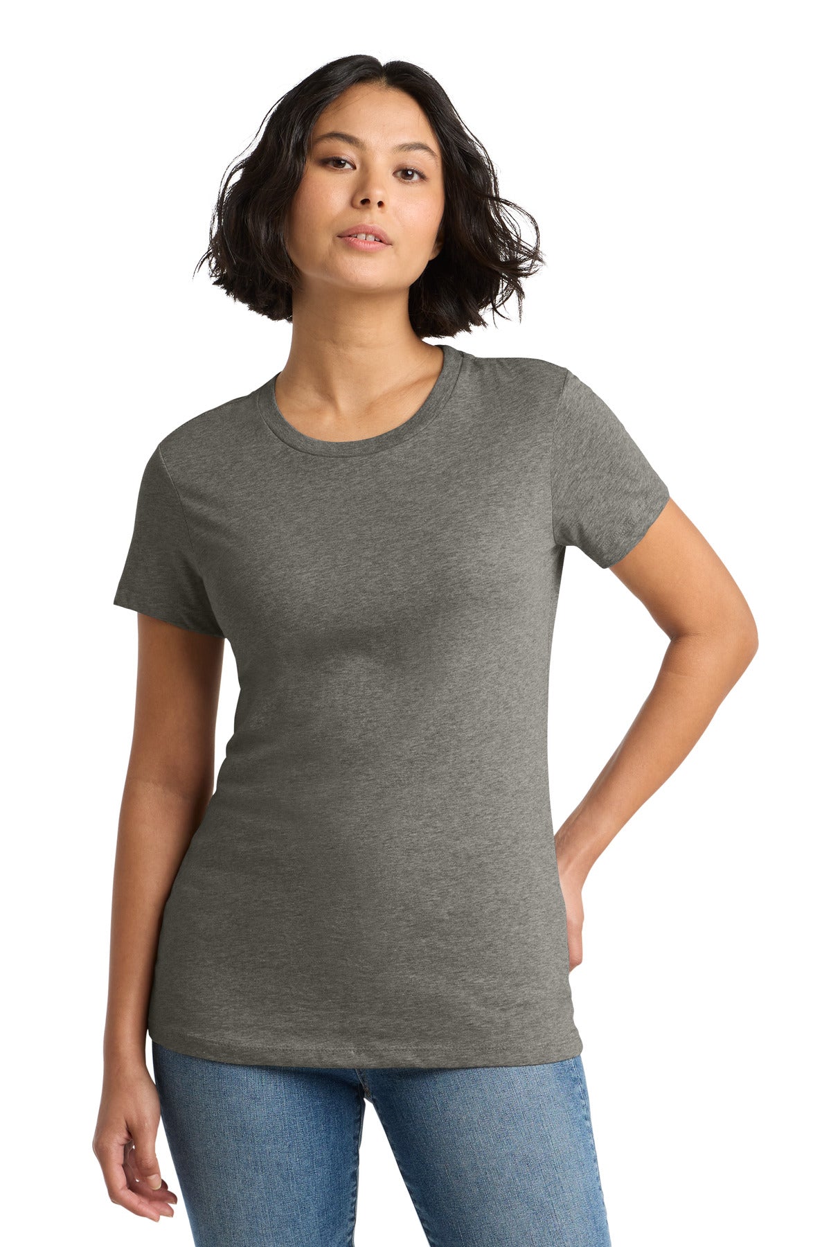 District Women's Perfect WeightTee - DM104L Heathered Charcoal