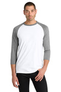 District Perfect Tri 3/4-Sleeve Raglan - DM136 Grey Frost/ White