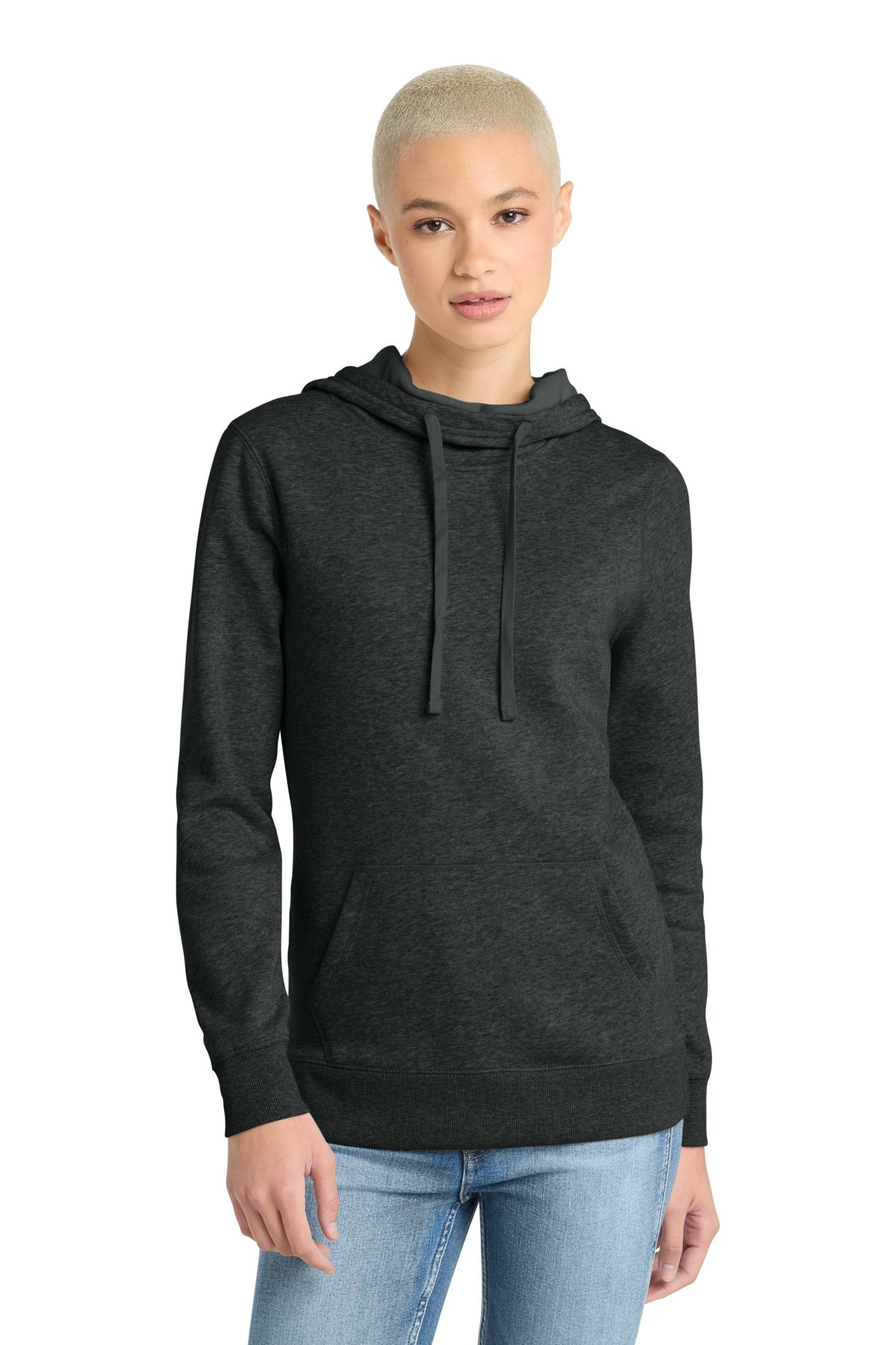 District Women's Lightweight Fleece Hoodie - DM493 Heathered Black