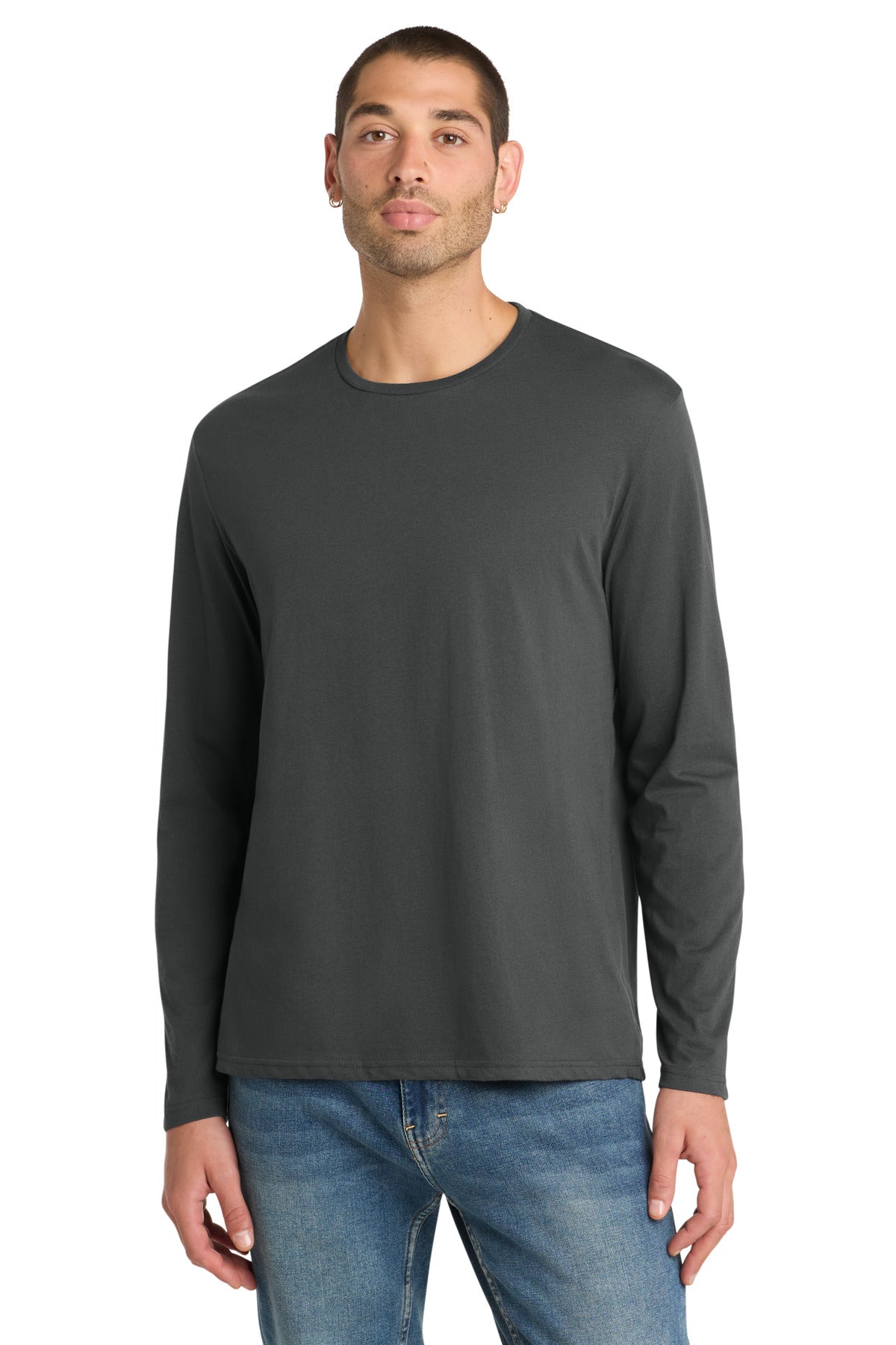 District Perfect Weight Long Sleeve Tee - DT105 Charcoal