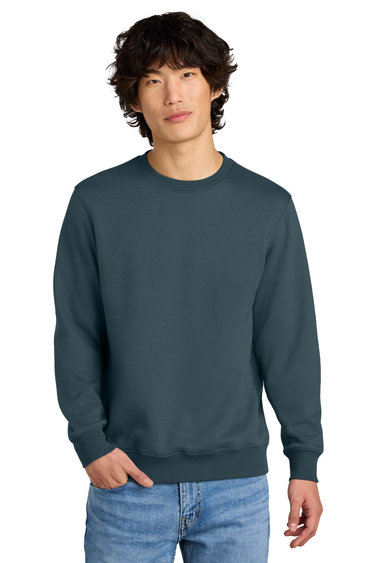 District Perfect Weight Fleece Crew - DT1106 Deep Steel Blue