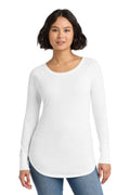 District Women's Perfect Tri Long Sleeve Tunic Tee - DT132L White