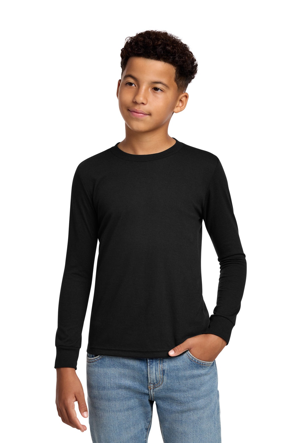 District Youth Perfect Tri Long Sleeve Tee - DT132Y Black