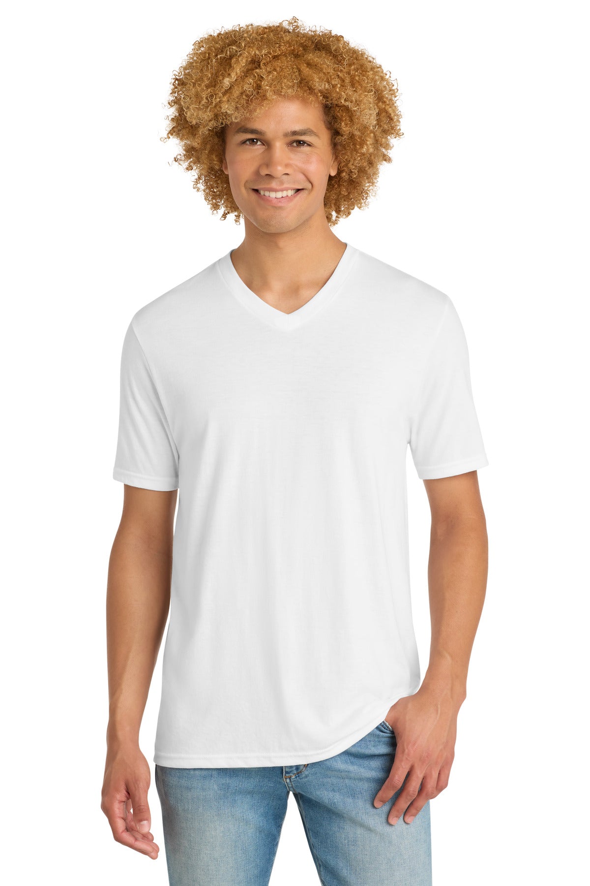 District Perfect Tri V-Neck Tee - DT1350 White