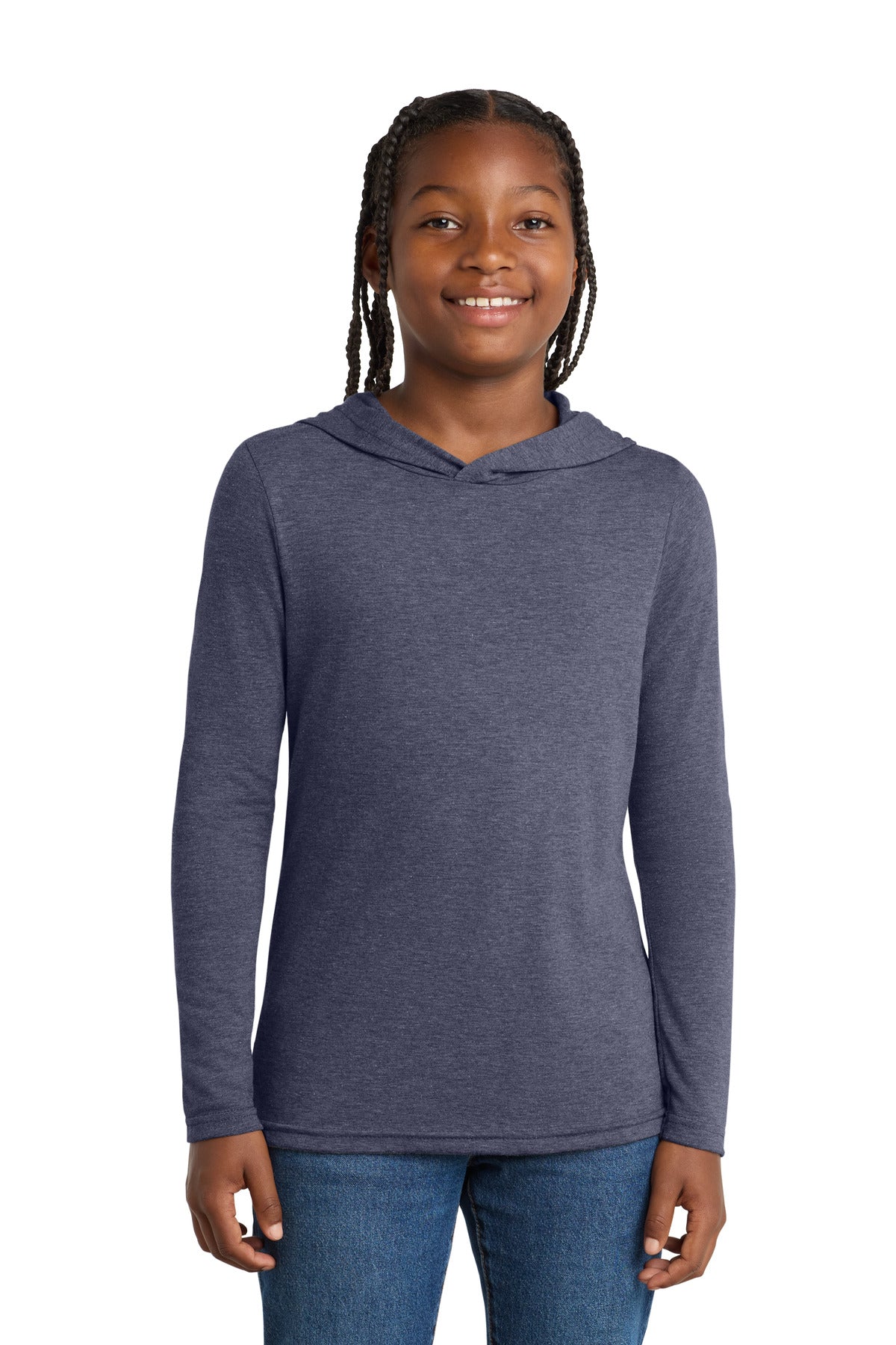 District Youth Perfect Tri Long Sleeve Hoodie - DT139Y Navy Frost