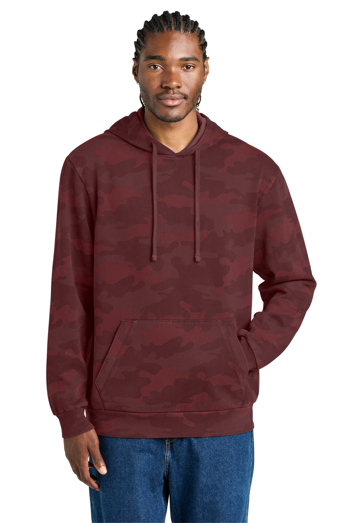 District Wash Camo Fleece Hoodie - DT2200C Bordeaux
