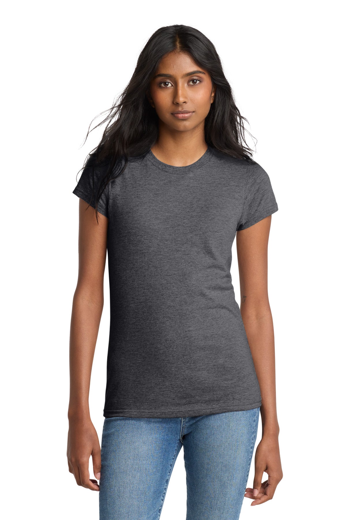 District Women's Fitted The Concert Tee - DT5001 Heathered Charcoal