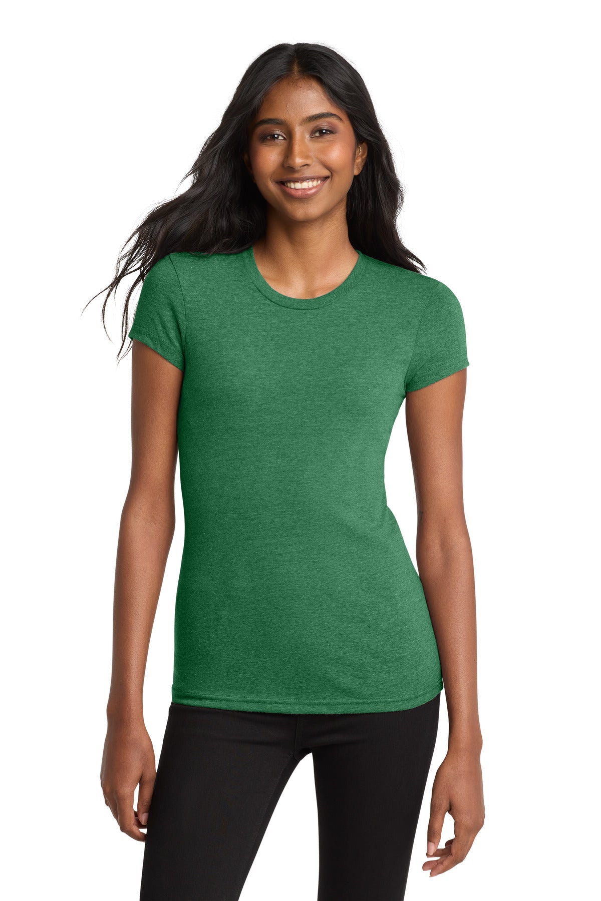 District Women's Fitted Very Important Tee - DT6001 Heathered Kelly Green