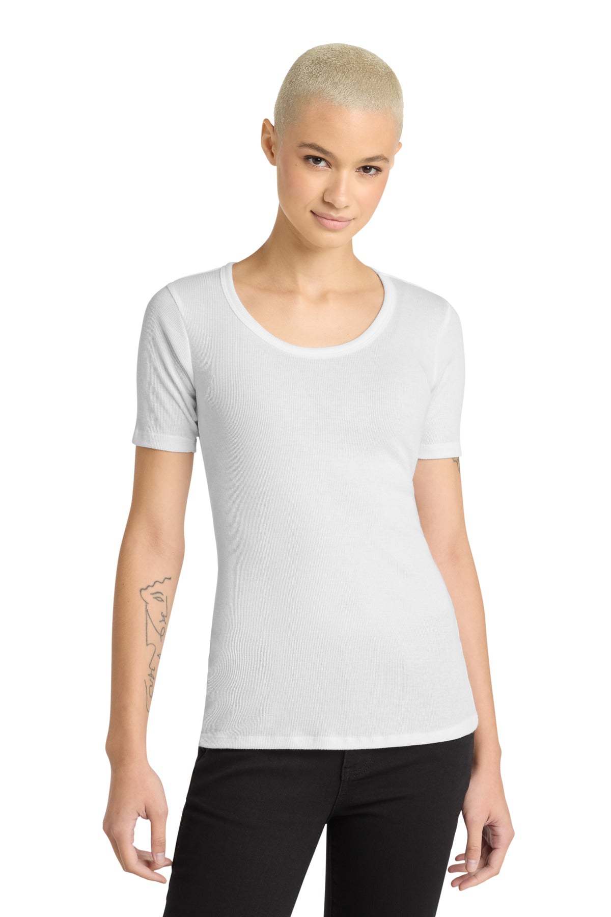 District Women's V.I.T.Rib Scoop Neck Tee - DT6020 White