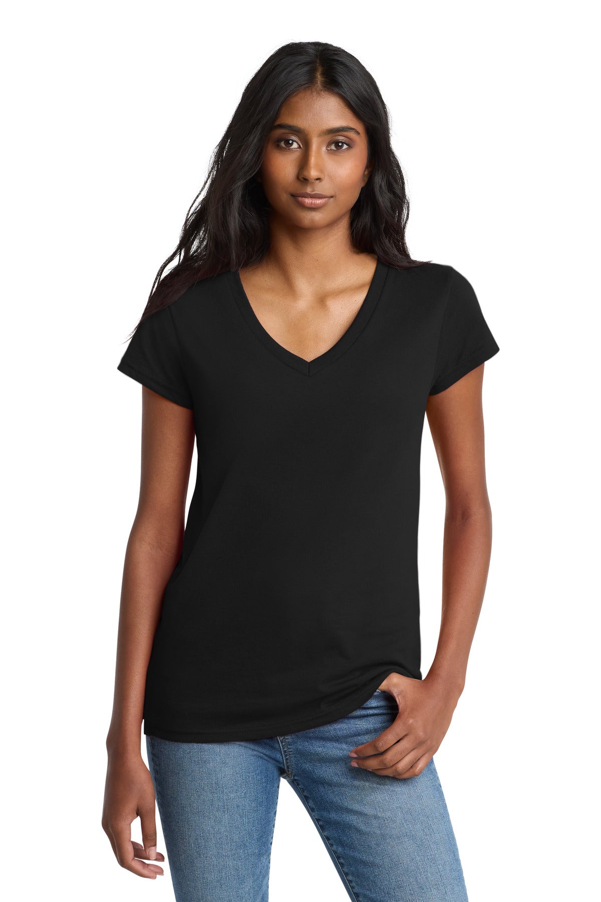 District Women's Re-Tee V-Neck - DT8001 Black