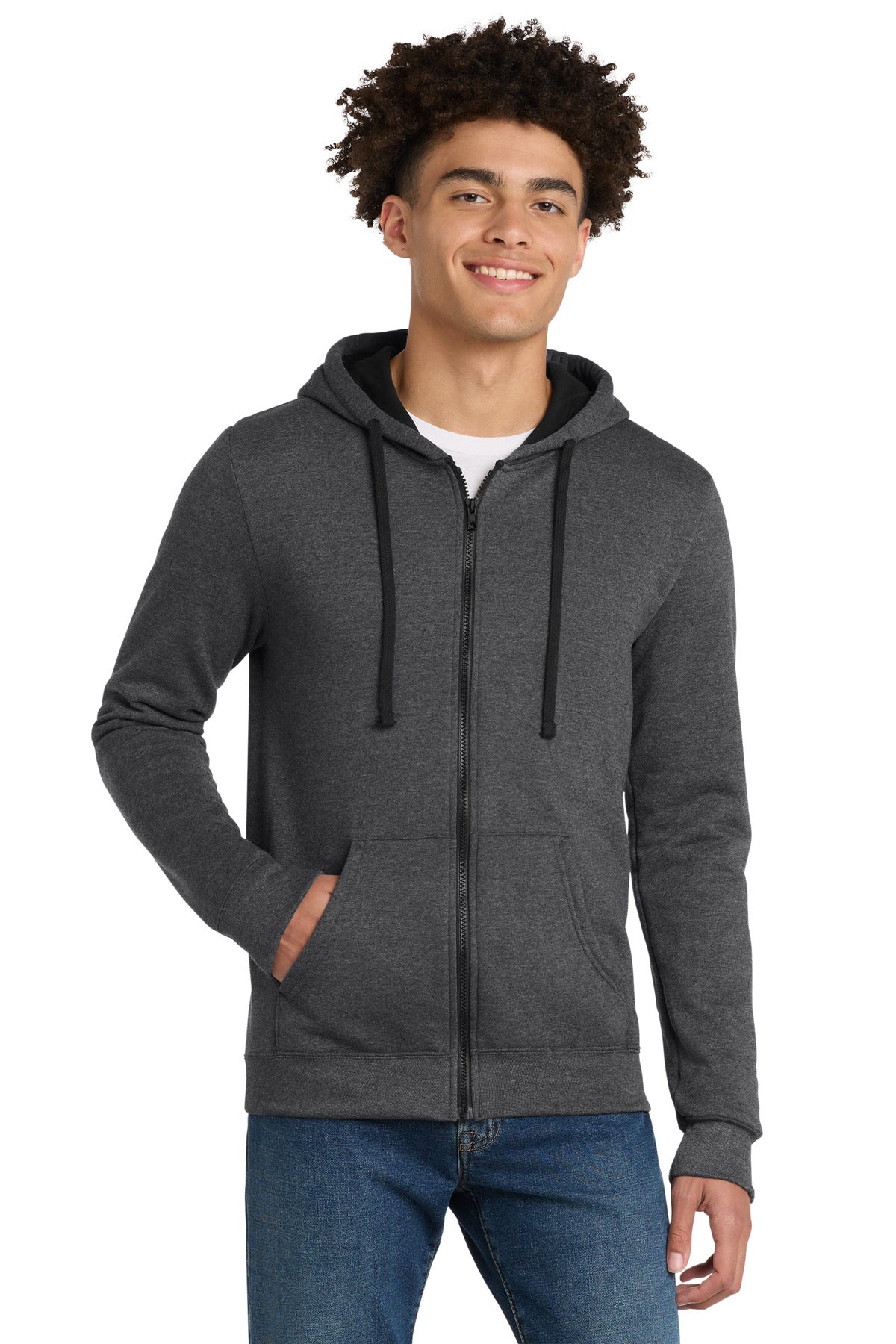 District The Concert Fleece Full-Zip Hoodie - DT800 Heathered Charcoal
