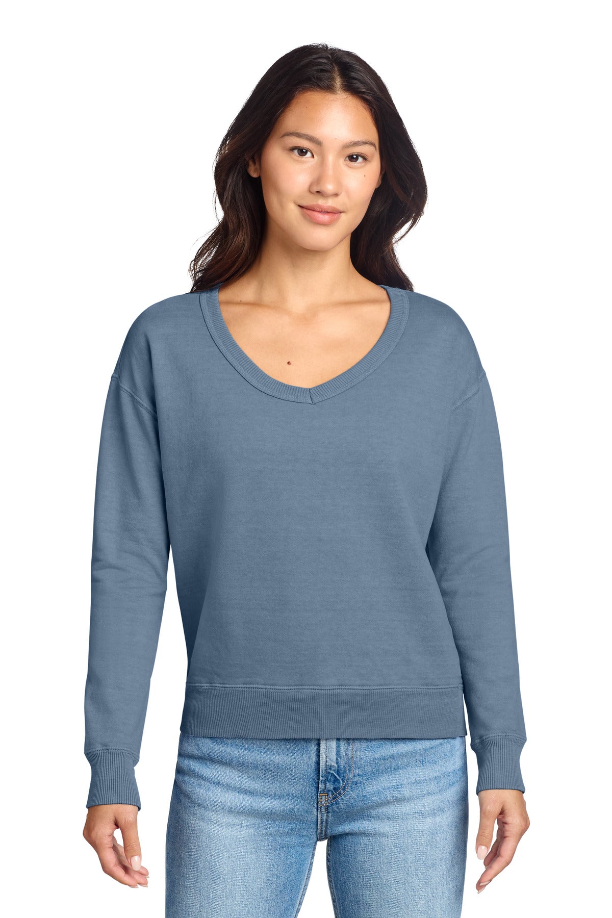 Port & Company LPC098V - Women's Beach Wash Garment-Dyed V-Neck Sweatshirt