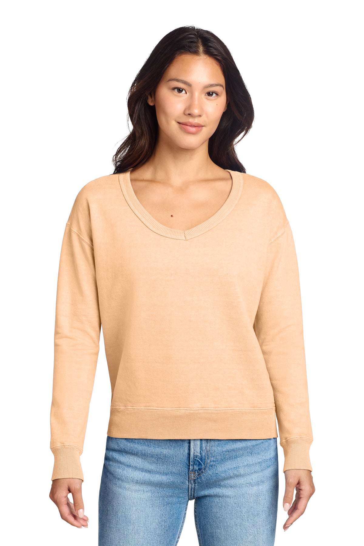 Port & Company LPC098V - Women's Beach Wash Garment-Dyed V-Neck Sweatshirt