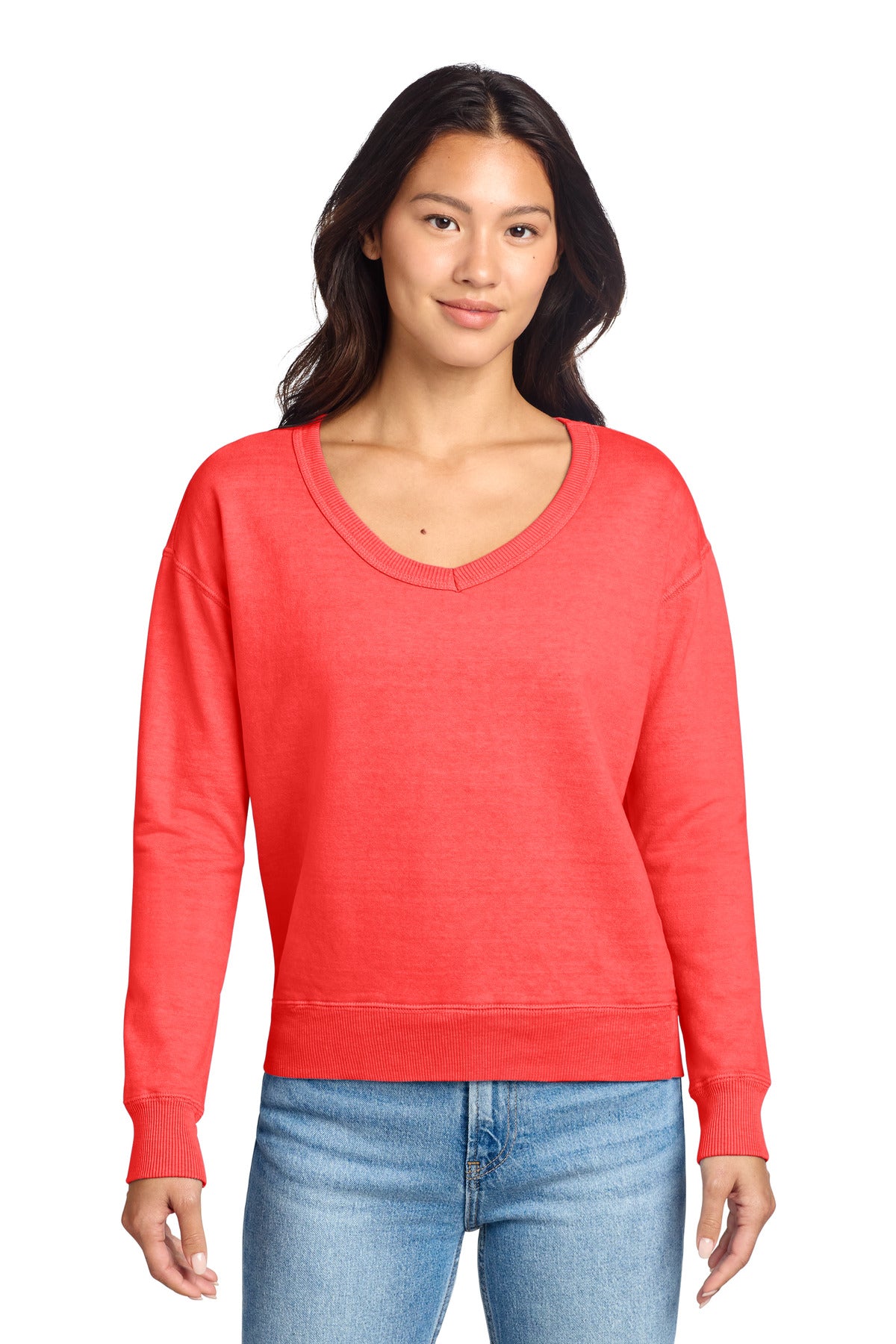 Port & Company LPC098V - Women's Beach Wash Garment-Dyed V-Neck Sweatshirt