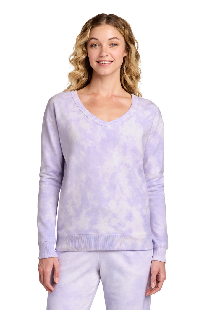 Port & Company LPC140V - Women's Beach Wash Cloud Tie-Dye V-Neck Sweatshirt