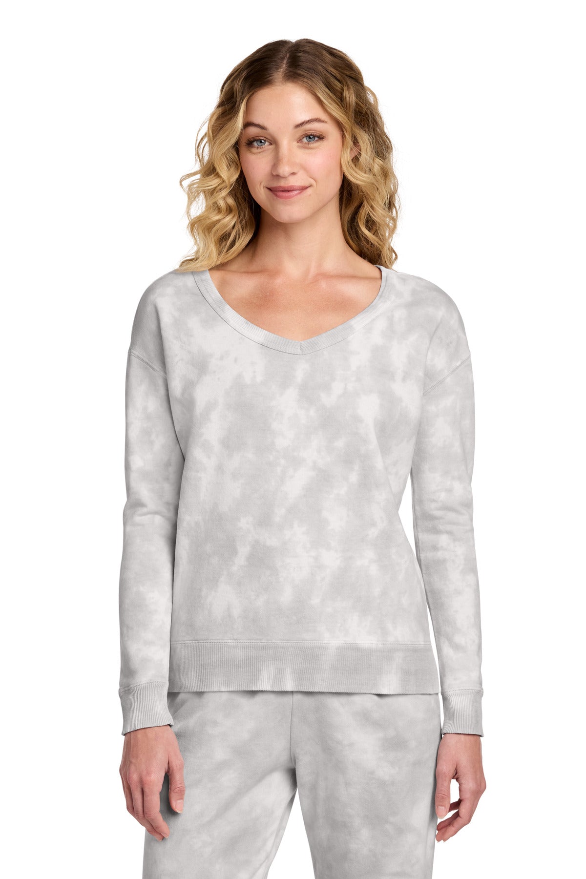 Port & Company LPC140V - Women's Beach Wash Cloud Tie-Dye V-Neck Sweatshirt