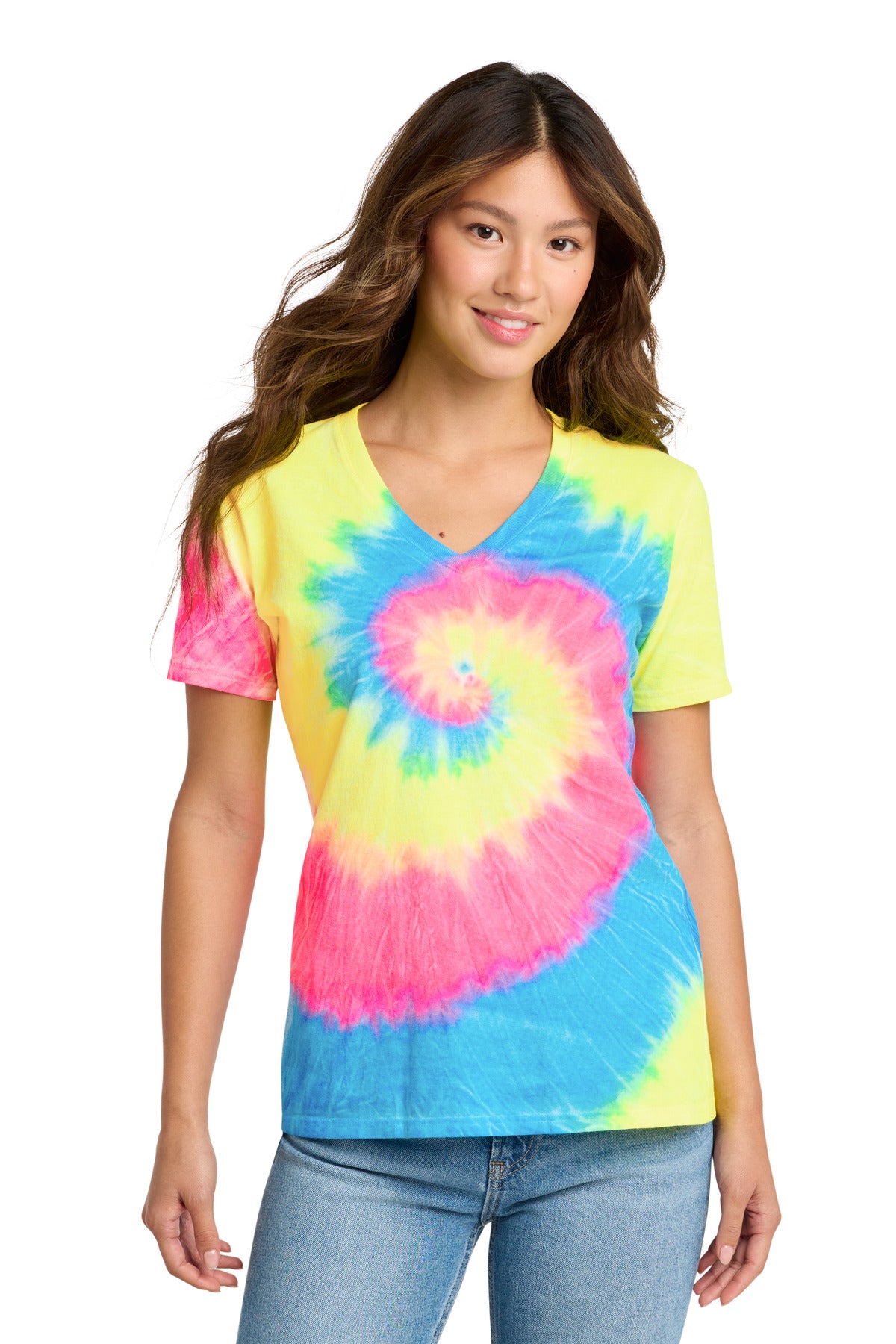 Port & Company LPC147V - Women's Tie-Dye V-Neck Tee